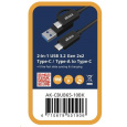 AKASA kabel 2-In-1 USB 3.2 Gen 2x2 Type-C / Type-A na Type-C, 20G, 1m