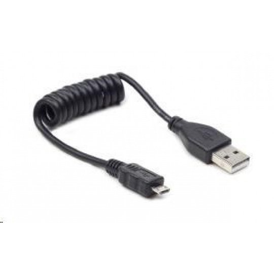 Kábel USB GEMBIRD 2.0 A-Micro B prepojka 0,60 m (čierna, krútená)