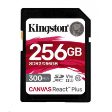 Kingston 256GB Canvas React Plus SDXC UHS-II 300R/260W U3 V90 pre Full HD/4K/8K Kingston 256GB Canvas React Plus SDXC UHS-II 300R/260W U3 V90 pre Full HD/4K/8K