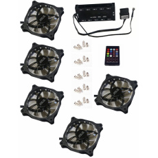 EUROCASE ventilátor RGB 120mm (FullControl spot Led), set 5ks + controller