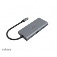 AKASA USB Type-C adaptér 9 v 1 (PD Type-C, HDMI, VGA, 3 x USB 3.0 typ A, RJ45, čítačka kariet SD a Micro SD)