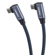 PremiumCord USB-C 2x zahnutý kabel ( USB 3.2 GEN 2x2, 5A, 100W, 20Gbit/s ) bavlněný oplet, délka: 3m PremiumCord USB-C 2x zahnutý kabel ( USB 3.2 GEN 2x2, 5A, 100W, 20Gbit/s ) bavlněný oplet, délka: 3m