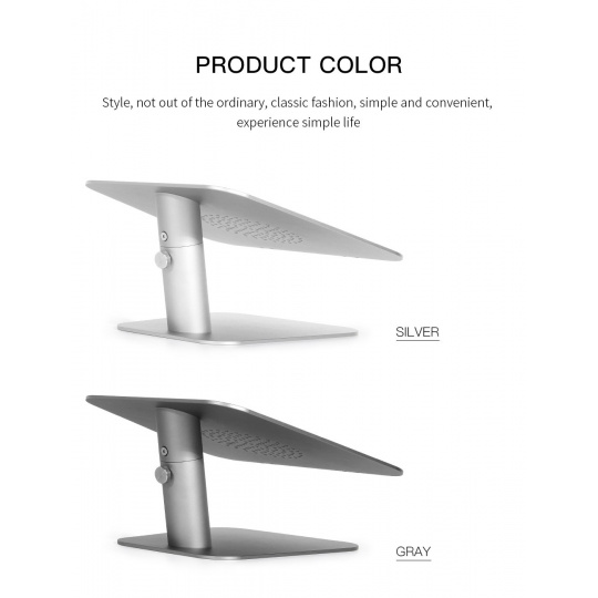 Hliníkový flexibilný stojan na notebook COTECi (jednosmerný) strieborný