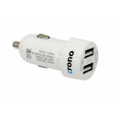 CRONO univerzální USB auto nabíječka, 2x USB, 2400 mA, bílá CRONO univerzální USB auto nabíječka, 2x USB, 2400 mA, bílá