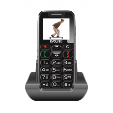 EVOLVEO EasyPhone, mobilný telefón pre seniorov s nabíjacím stojanom (čierny)