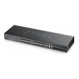 Zyxel GS1920-24V2 28-portový gigabitový WebManaged Switch, 24x gigabitový RJ45, 4x gigabitový RJ45/SFP, bez ventilátora