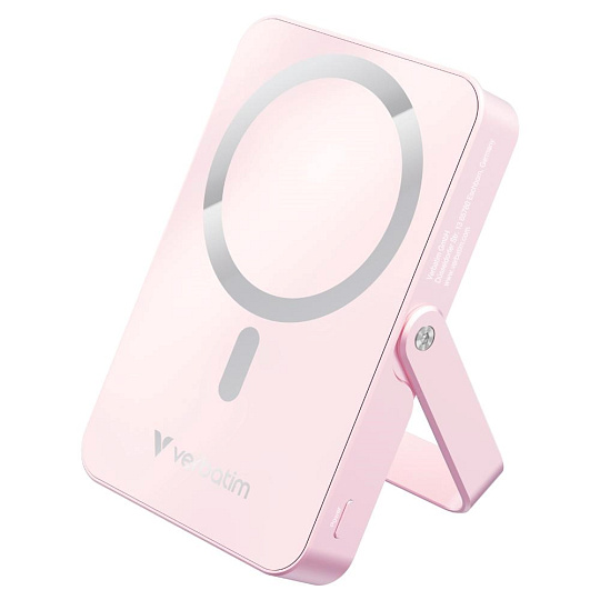 VERBATIM Powerbanka Charge 'n' Go, Magnetická, 10000 mAh, USB-C, Stojánek, Růžová VERBATIM Powerbanka Charge 'n' Go, Magnetická, 10000 mAh, USB-C, Stojánek, Růžová