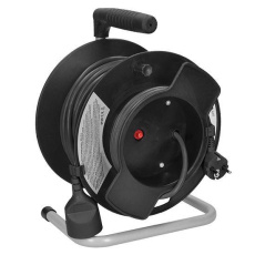 Solight prodlužovací přívod na bubnu, 1 zásuvka, 25m, černý kabel, 3x 1,5mm2 Solight prodlužovací přívod na bubnu, 1 zásuvka, 25m, černý kabel, 3x 1,5mm2