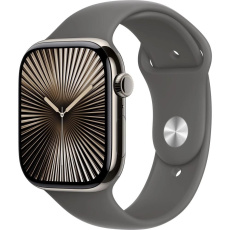 Apple Watch Series 10 GPS + Cellular 42mm Natural Titanium Case with Stone Grey Sport Band - S/M Apple Watch Series 10 GPS + Cellular 42mm Natural Titanium Case with Stone Grey Sport Band - S/M